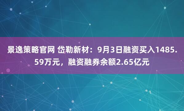 景逸策略官网 岱勒新材：9月3日融资买入1485.59万元，融资融券余额2.65亿元