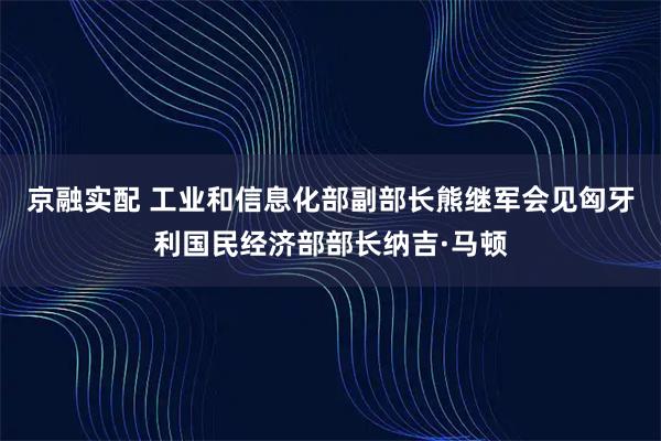 京融实配 工业和信息化部副部长熊继军会见匈牙利国民经济部部长纳吉·马顿