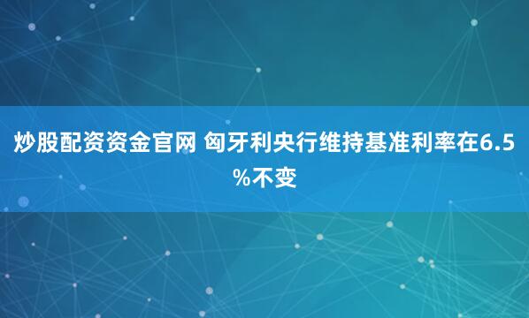 炒股配资资金官网 匈牙利央行维持基准利率在6.5%不变