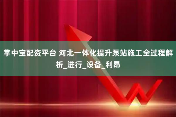 掌中宝配资平台 河北一体化提升泵站施工全过程解析_进行_设备_利昂