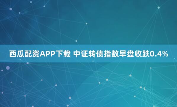 西瓜配资APP下载 中证转债指数早盘收跌0.4%