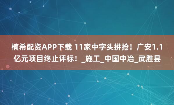 楠希配资APP下载 11家中字头拼抢！广安1.1亿元项目终止评标！_施工_中国中冶_武胜县