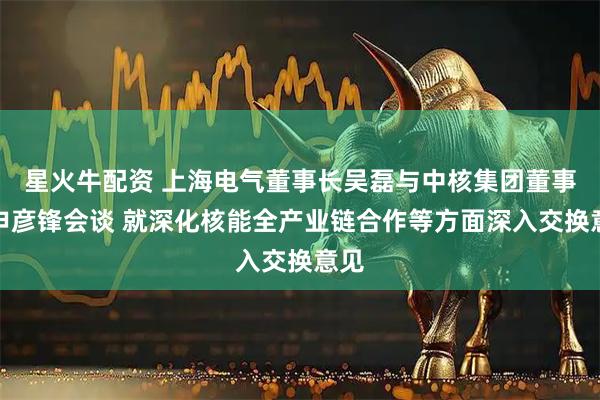星火牛配资 上海电气董事长吴磊与中核集团董事长申彦锋会谈 就深化核能全产业链合作等方面深入交换意见